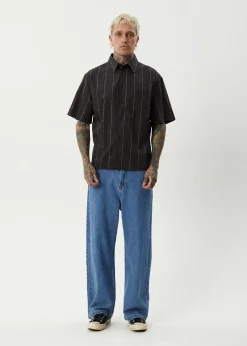 Shirts<Afends A Stripe  - Short Sleeve Shirt Black