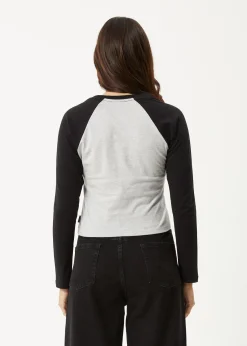 Long Sleeve<Afends Adele  -  Long Sleeve Raglan Tee Black / Grey Marle