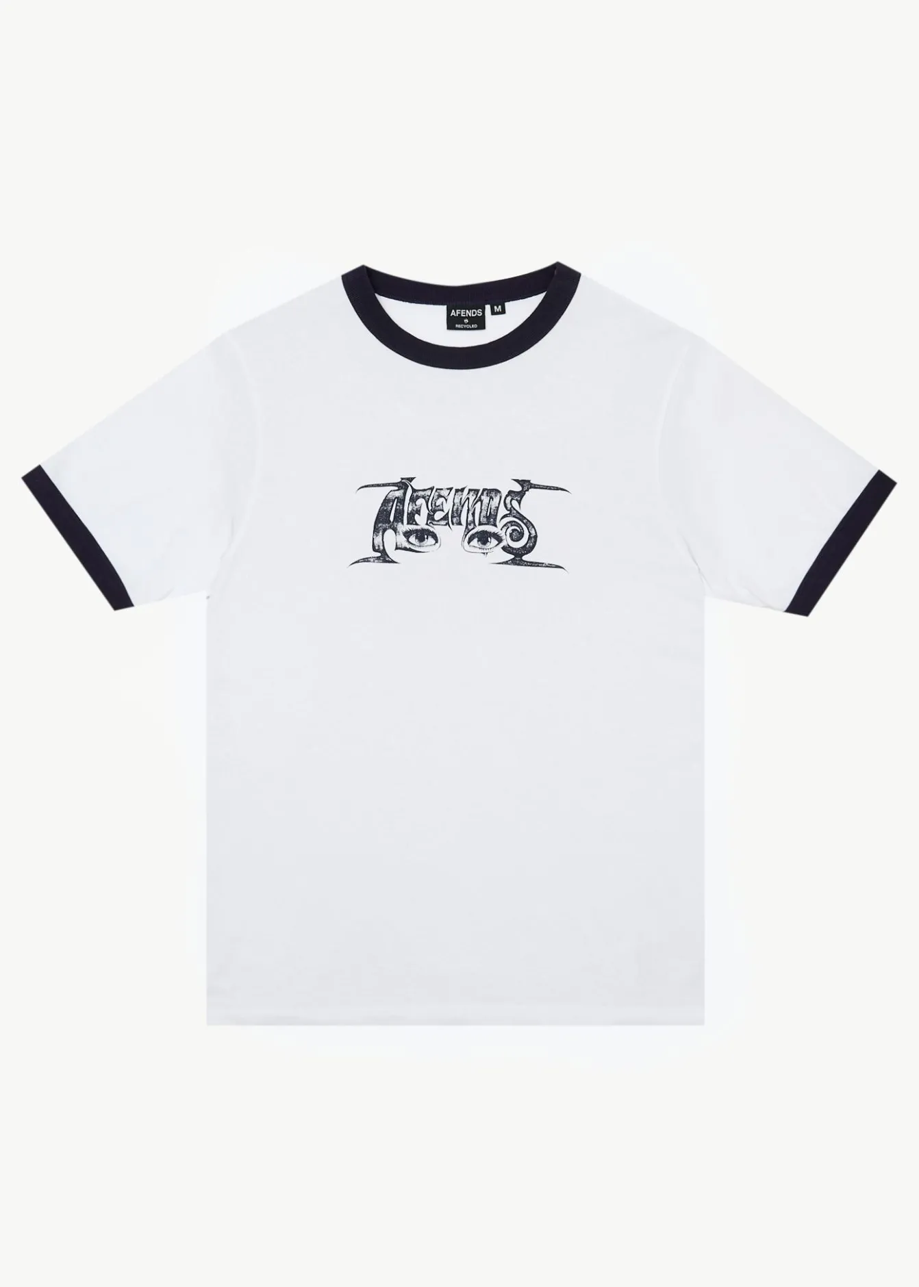 T-Shirts<Afends All Eyez - Ringer Tee White / Deep Sea