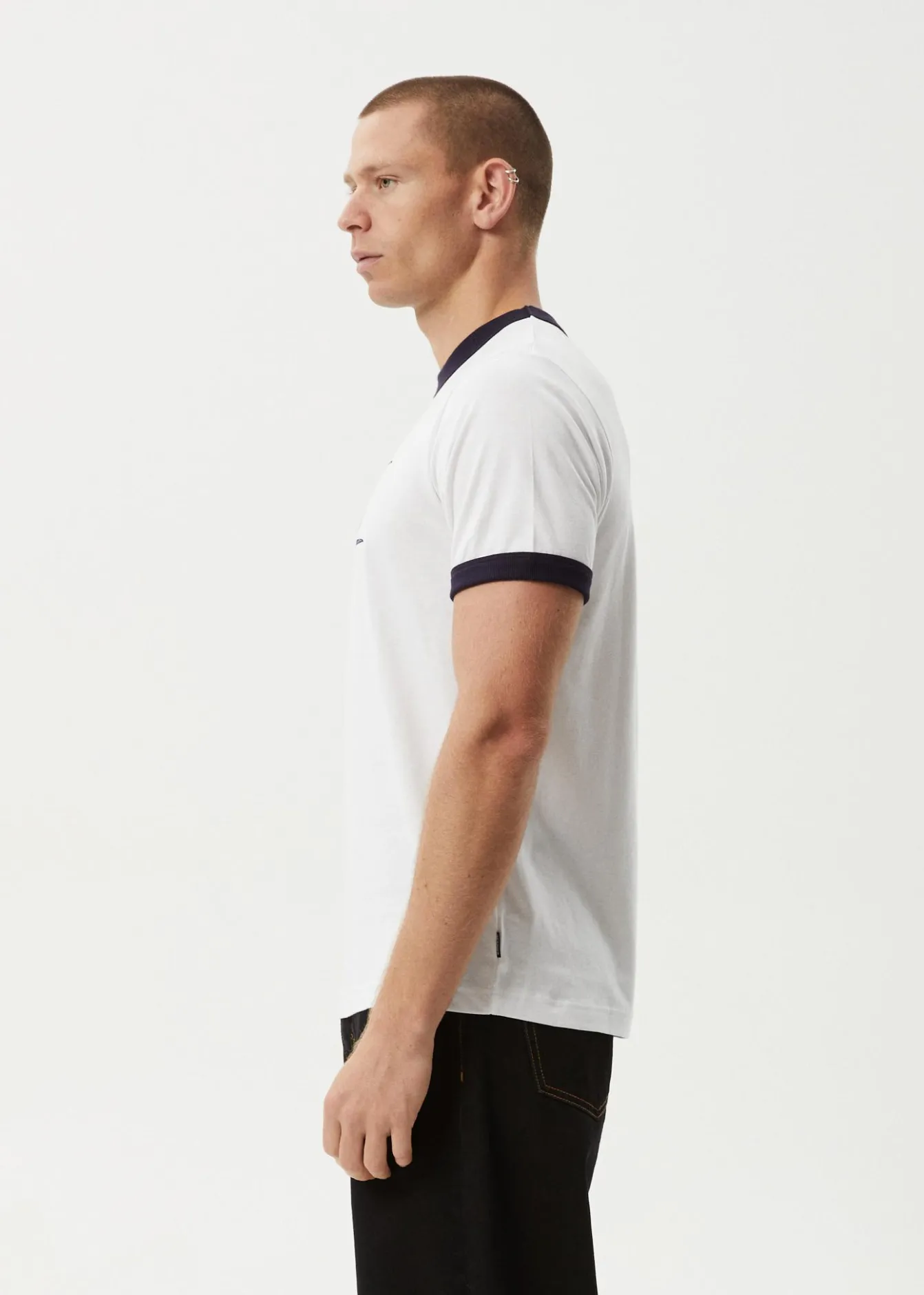 T-Shirts<Afends All Eyez - Ringer Tee White / Deep Sea