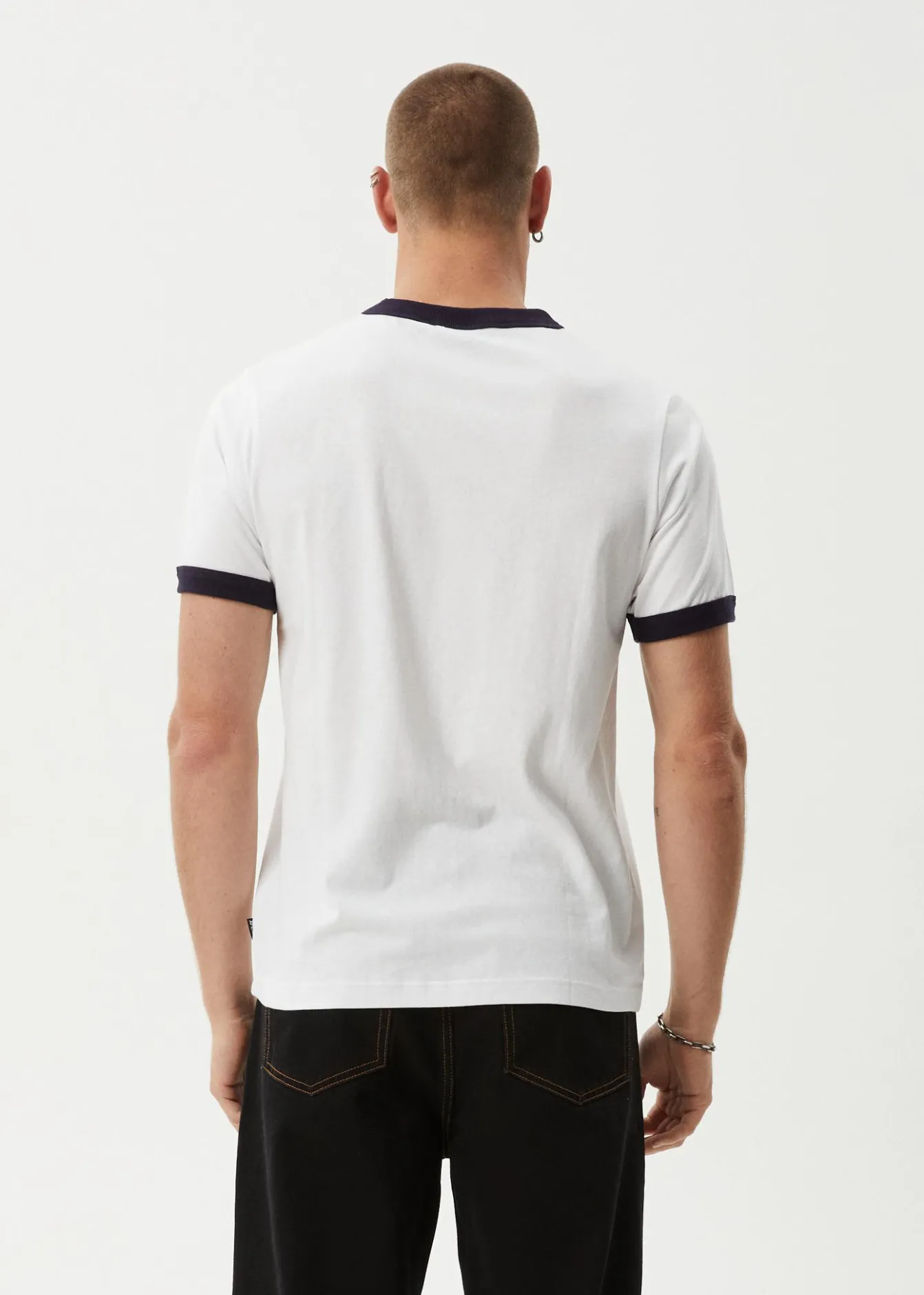 T-Shirts<Afends All Eyez - Ringer Tee White / Deep Sea