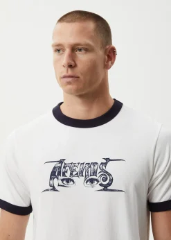 T-Shirts<Afends All Eyez - Ringer Tee White / Deep Sea