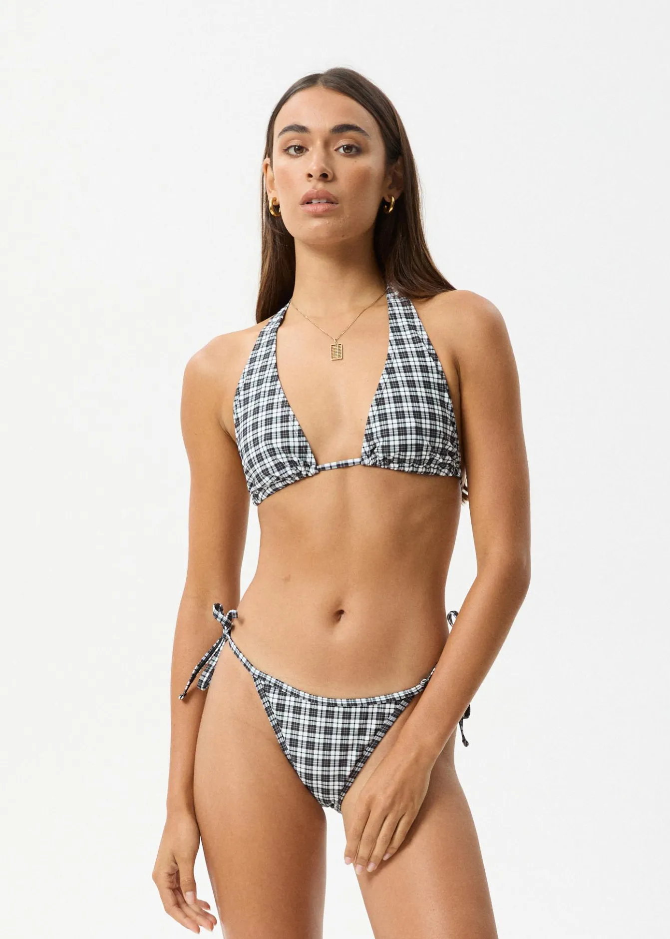 Swimwear<Afends Asher - Check Bikini Top Black Check
