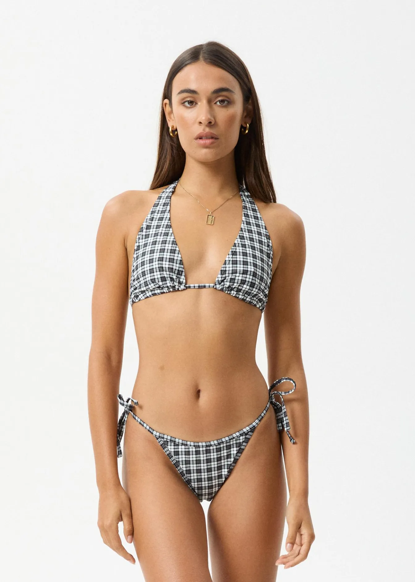 Swimwear<Afends Asher - Check Bikini Top Black Check