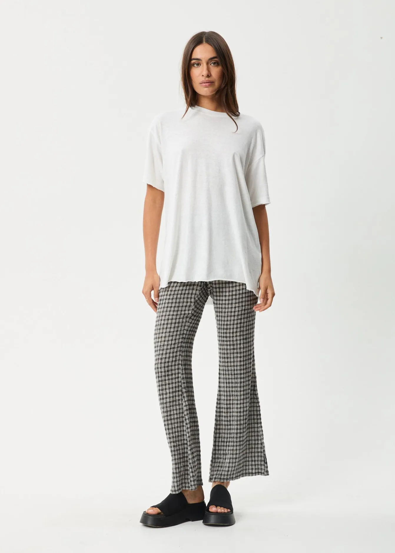 Pants|Sets & Co-Ords<Afends Asta - Seersucker Flare Pant Steel Check