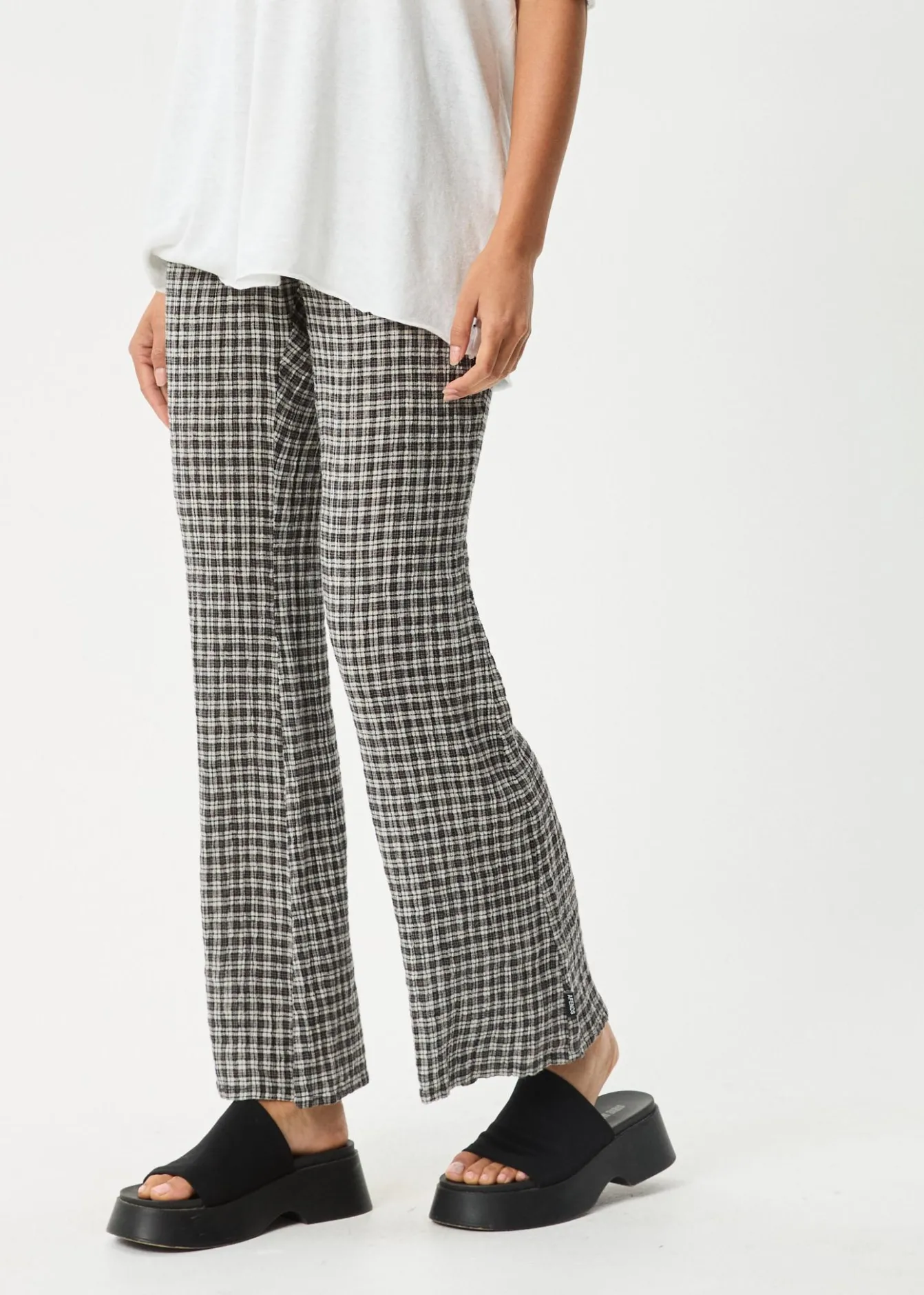 Pants|Sets & Co-Ords<Afends Asta - Seersucker Flare Pant Steel Check