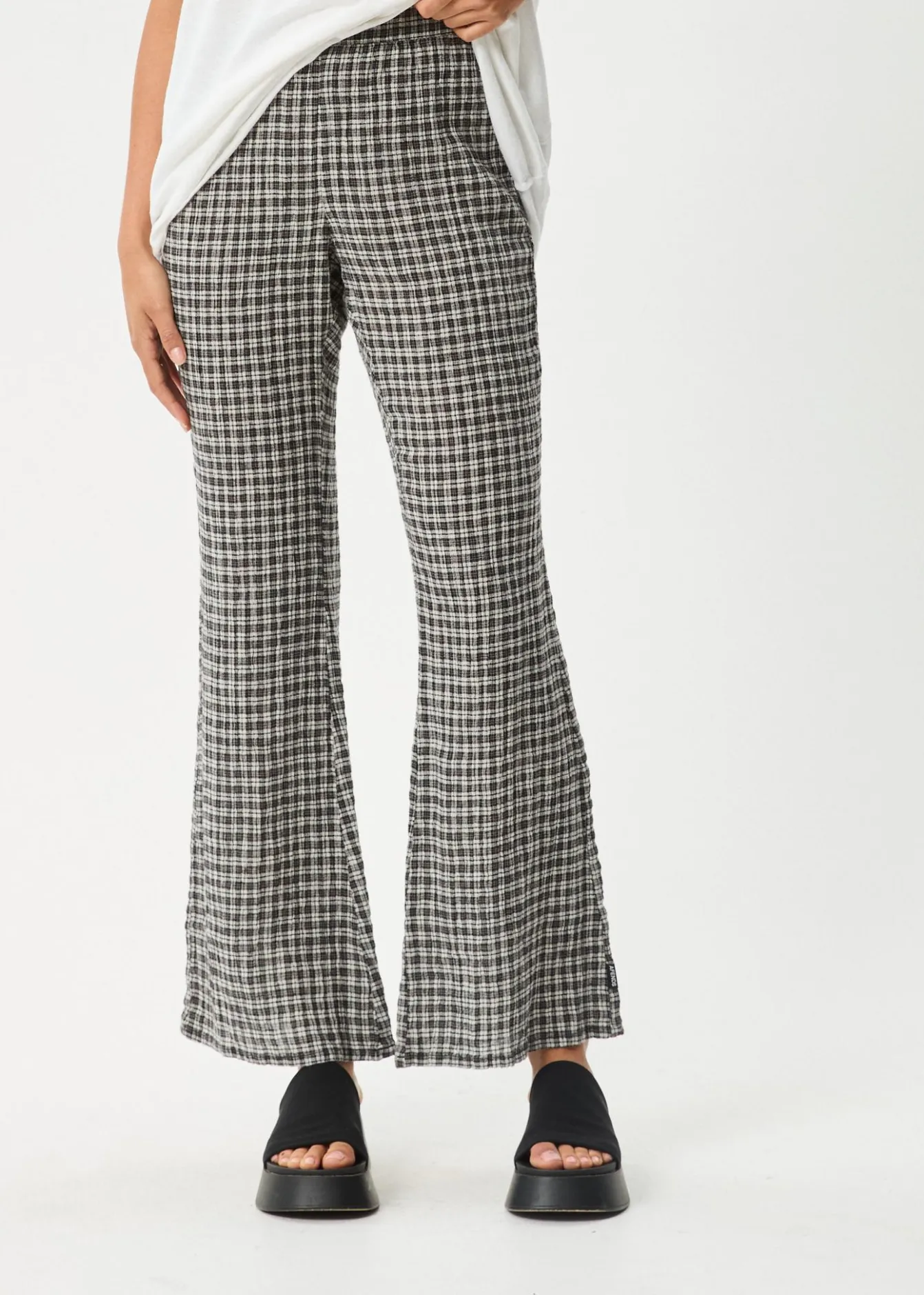 Pants|Sets & Co-Ords<Afends Asta - Seersucker Flare Pant Steel Check