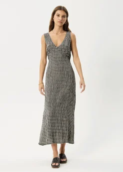 Dresses<Afends Asta  - Seersucker Maxi Dress Steel Check