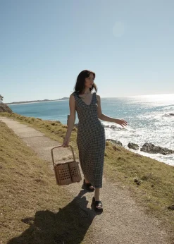 Dresses<Afends Asta  - Seersucker Maxi Dress Steel Check