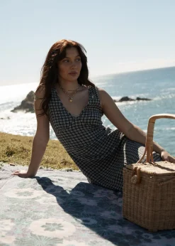 Dresses<Afends Asta  - Seersucker Maxi Dress Steel Check