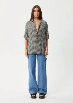 Shirts|Sets & Co-Ords<Afends Asta  - Seersucker Regular Shirt Steel Check