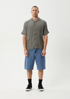 Shirts|Sets & Co-Ords<Afends Asta  - Seersucker Regular Shirt Steel Check