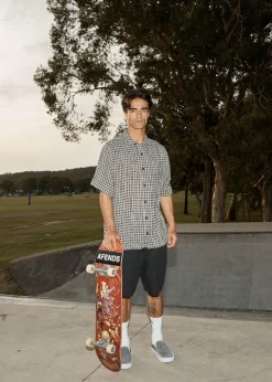 Shirts|Sets & Co-Ords<Afends Asta  - Seersucker Regular Shirt Steel Check