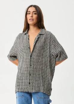 Shirts|Sets & Co-Ords<Afends Asta  - Seersucker Regular Shirt Steel Check