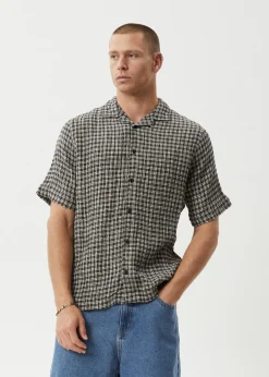 Shirts|Sets & Co-Ords<Afends Asta  - Seersucker Regular Shirt Steel Check