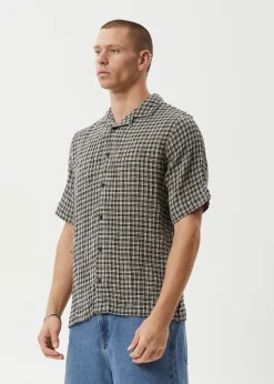 Shirts|Sets & Co-Ords<Afends Asta  - Seersucker Regular Shirt Steel Check