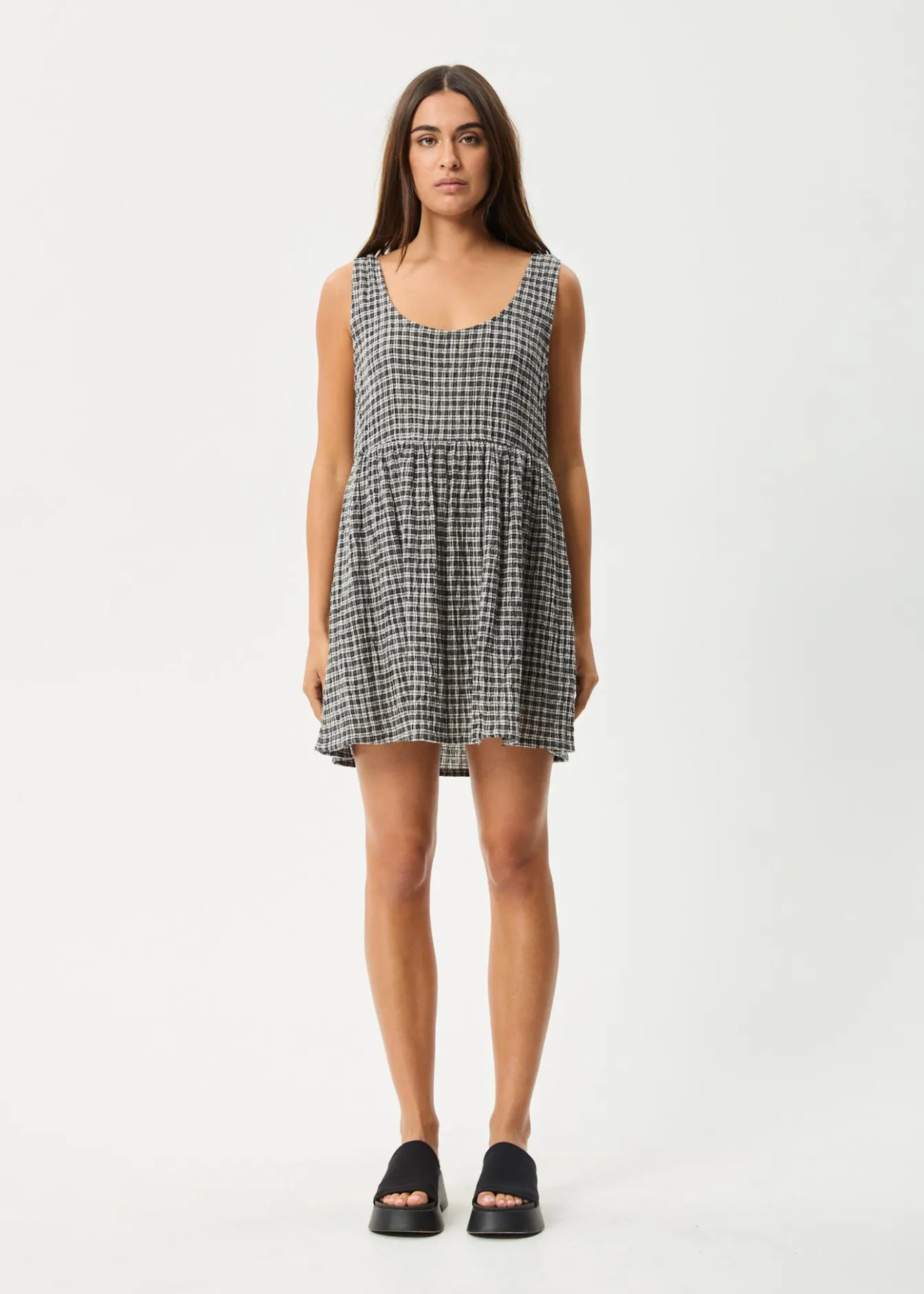 Dresses<Afends Asta Jesse - Seersucker Mini Dress Steel Check