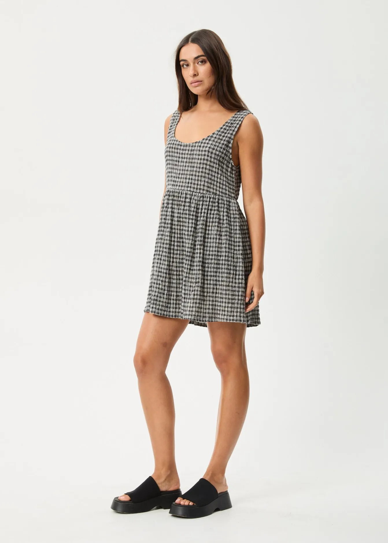 Dresses<Afends Asta Jesse - Seersucker Mini Dress Steel Check
