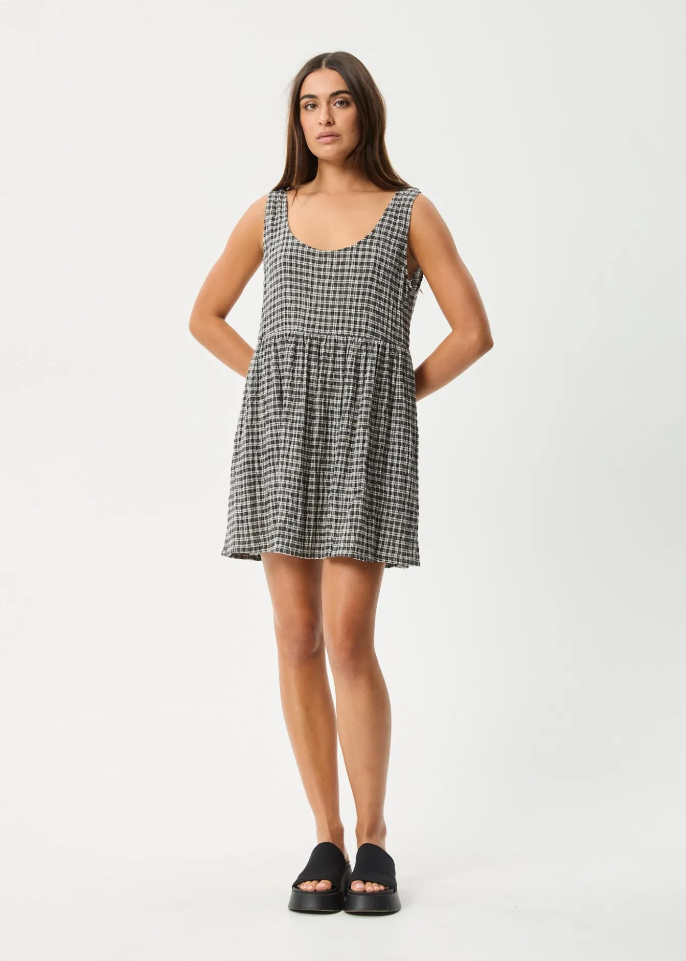 Dresses<Afends Asta Jesse - Seersucker Mini Dress Steel Check