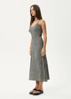 Dresses<Afends Asta Rumi - Seersucker Midi Dress Steel Check