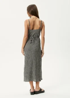 Dresses<Afends Asta Rumi - Seersucker Midi Dress Steel Check