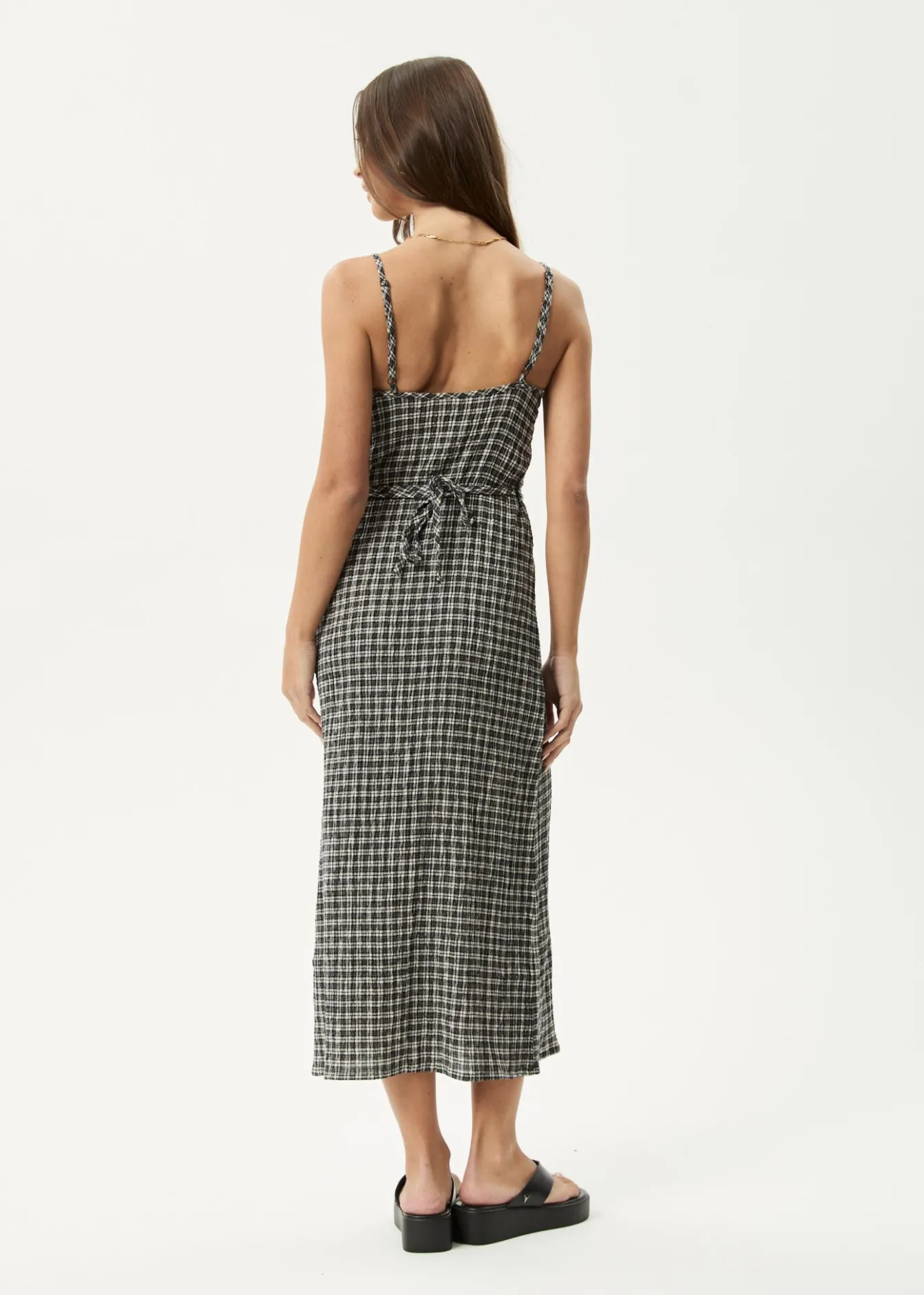 Dresses<Afends Asta Rumi - Seersucker Midi Dress Steel Check