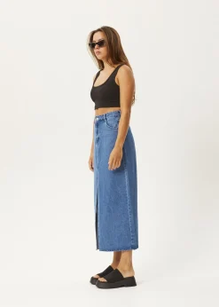 Skirts<Afends Ayla - Denim Maxi Skirt Worn Blue