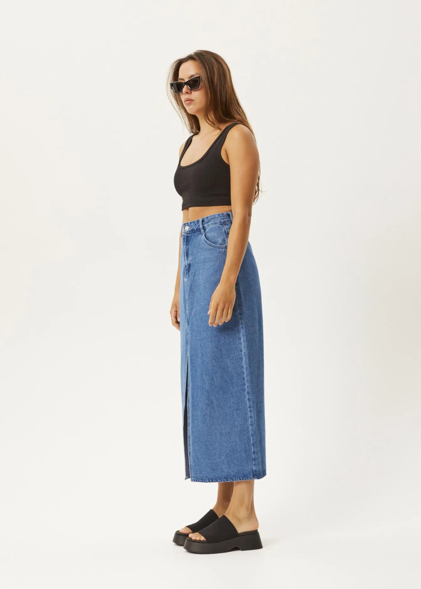 Skirts<Afends Ayla - Denim Maxi Skirt Worn Blue