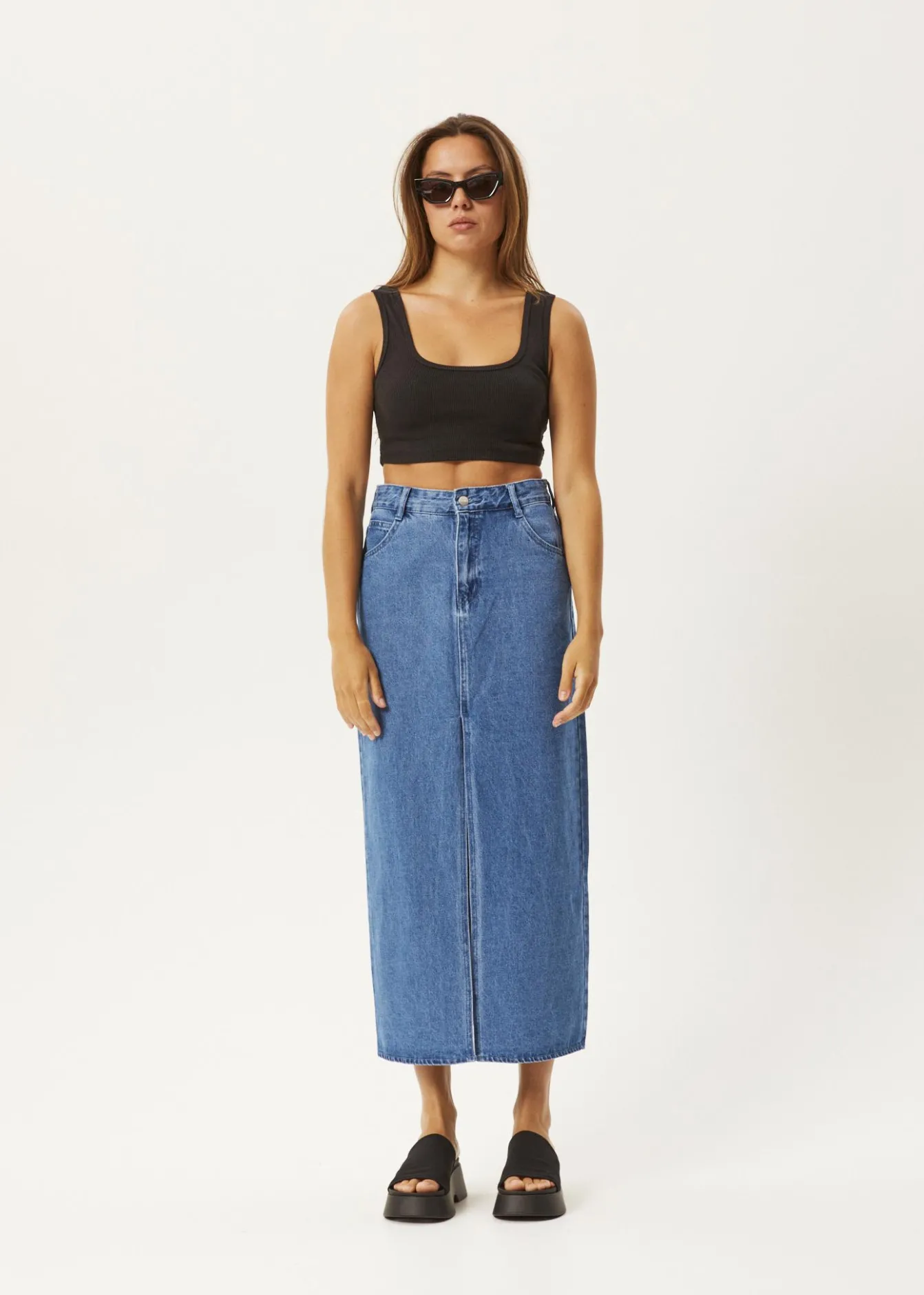 Skirts<Afends Ayla - Denim Maxi Skirt Worn Blue