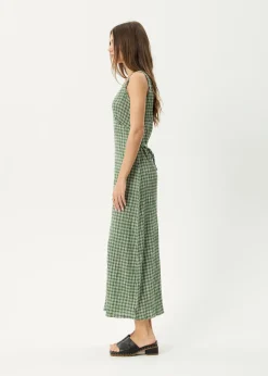Dresses<Afends Base  - Seersucker Maxi Dress Deep Green Check