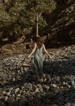 Dresses<Afends Base  - Seersucker Maxi Dress Deep Green Check