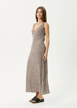 Dresses<Afends Base  - Seersucker Maxi Dress Coffee Check