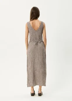 Dresses<Afends Base  - Seersucker Maxi Dress Coffee Check