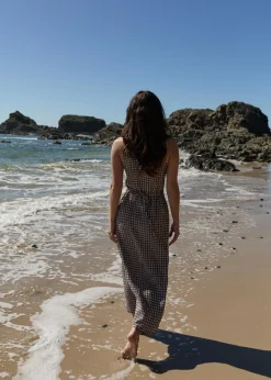Dresses<Afends Base  - Seersucker Maxi Dress Coffee Check