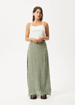 Sets & Co-Ords|Skirts<Afends Base  - Seersucker Maxi Skirt Deep Green Check