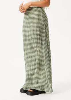 Sets & Co-Ords|Skirts<Afends Base  - Seersucker Maxi Skirt Deep Green Check