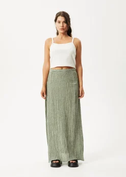 Sets & Co-Ords|Skirts<Afends Base  - Seersucker Maxi Skirt Deep Green Check