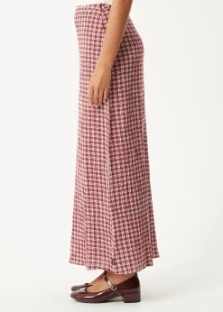 Sets & Co-Ords|Skirts<Afends Base - Seersucker Maxi Skirt Burgundy Check