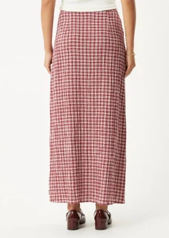 Sets & Co-Ords|Skirts<Afends Base - Seersucker Maxi Skirt Burgundy Check