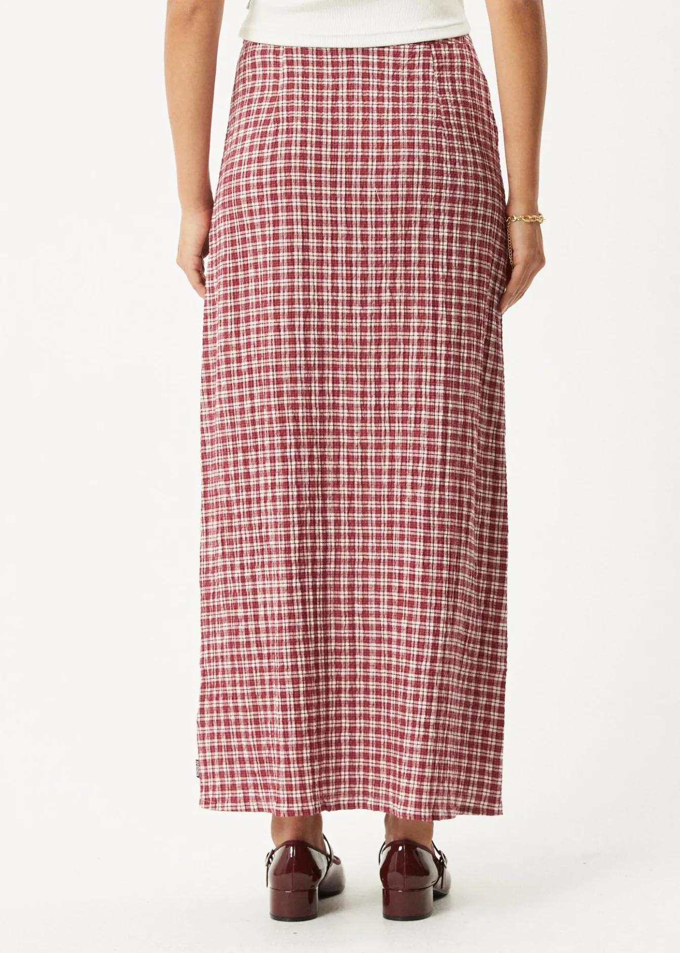 Sets & Co-Ords|Skirts<Afends Base - Seersucker Maxi Skirt Burgundy Check