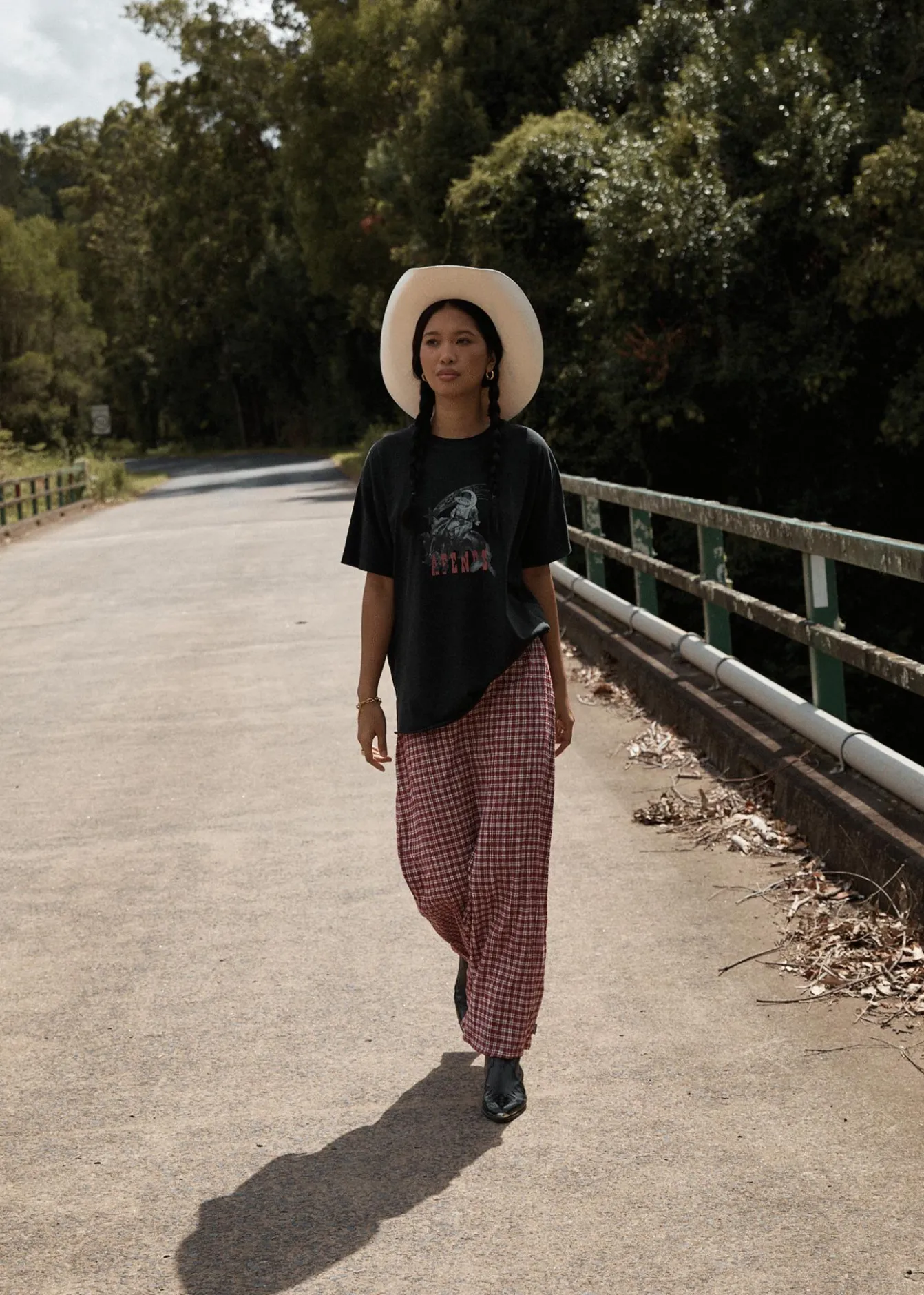 Sets & Co-Ords|Skirts<Afends Base - Seersucker Maxi Skirt Burgundy Check
