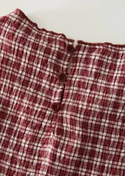 Dresses<Afends Base  - Seersucker Midi Dress Burgundy Check