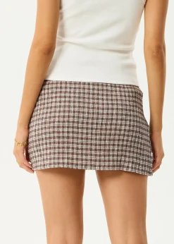 Sets & Co-Ords|Skirts<Afends Base - Seersucker Mini Skirt Coffee Check