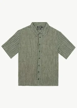 Shirts|Sets & Co-Ords<Afends Base  - Short Sleeve Shirt Deep Green Check