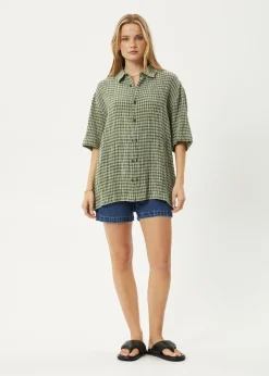 Shirts|Sets & Co-Ords<Afends Base  - Short Sleeve Shirt Deep Green Check