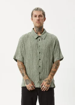 Shirts|Sets & Co-Ords<Afends Base  - Short Sleeve Shirt Deep Green Check