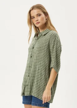 Shirts|Sets & Co-Ords<Afends Base  - Short Sleeve Shirt Deep Green Check