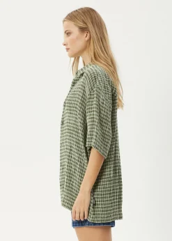 Shirts|Sets & Co-Ords<Afends Base  - Short Sleeve Shirt Deep Green Check