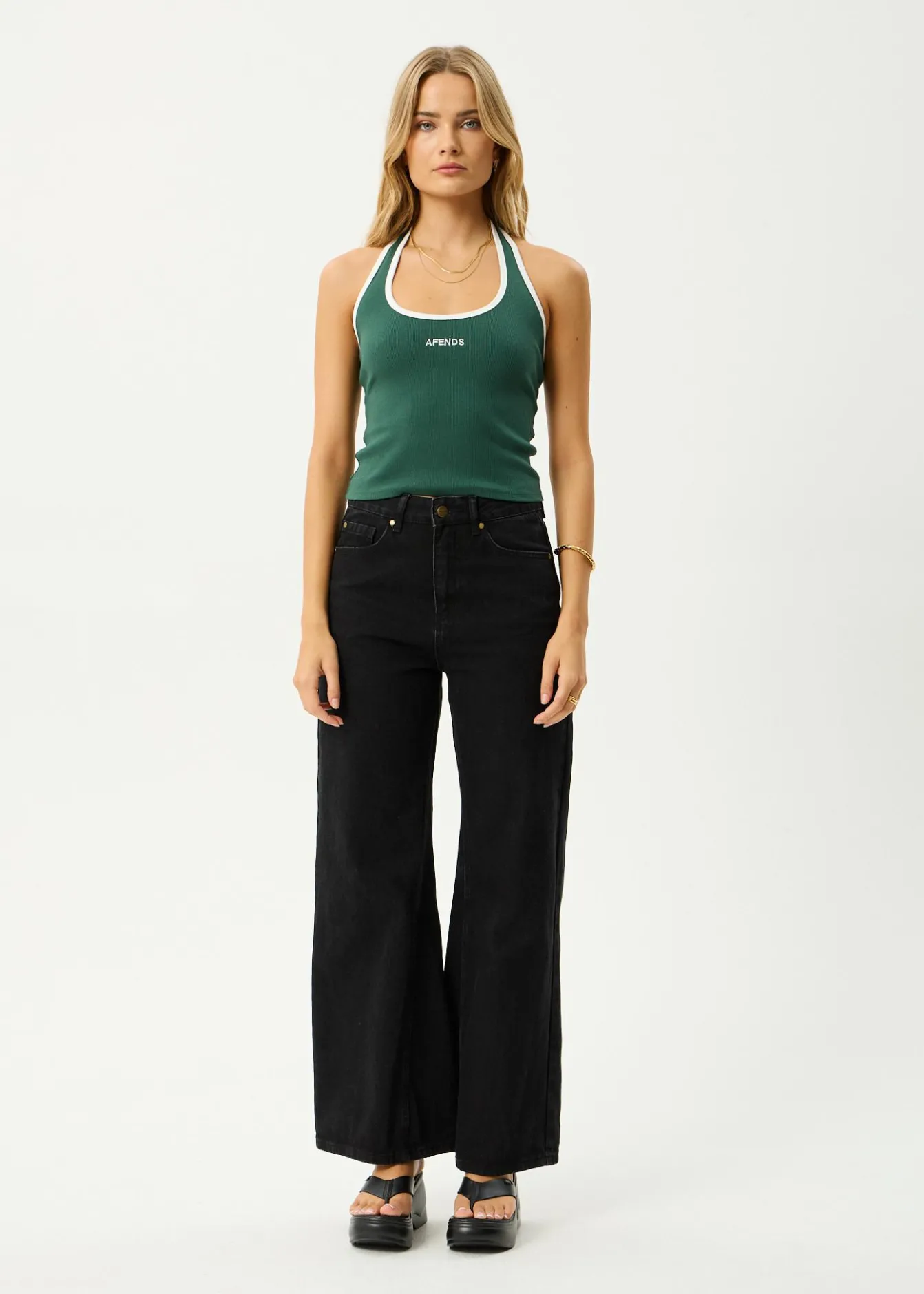Sleeveless|Essentials<Afends Basis - Rib Halter Hunter Green