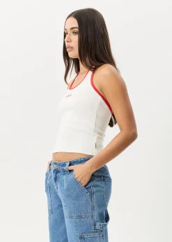 Sleeveless|Essentials<Afends Basis - Rib Halter White / Tomato